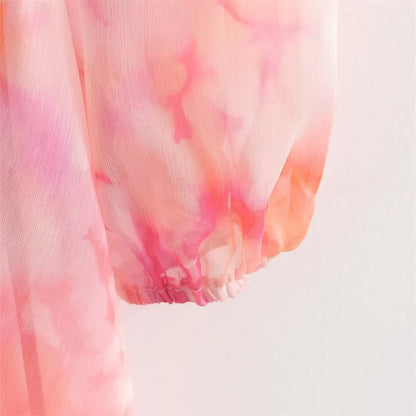 Merche - Langärmeliges Kleid - Slim Fit Chiffon - Tie-Dyed Print - Herbst
