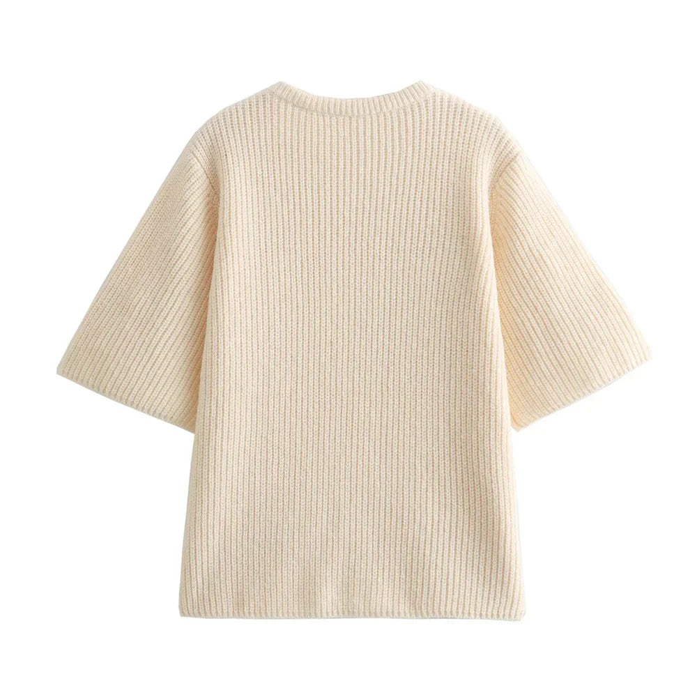 Merche - Oberteile - Polyester - Rundhals - Kirsche - Pullover Kurzarm - Sommer