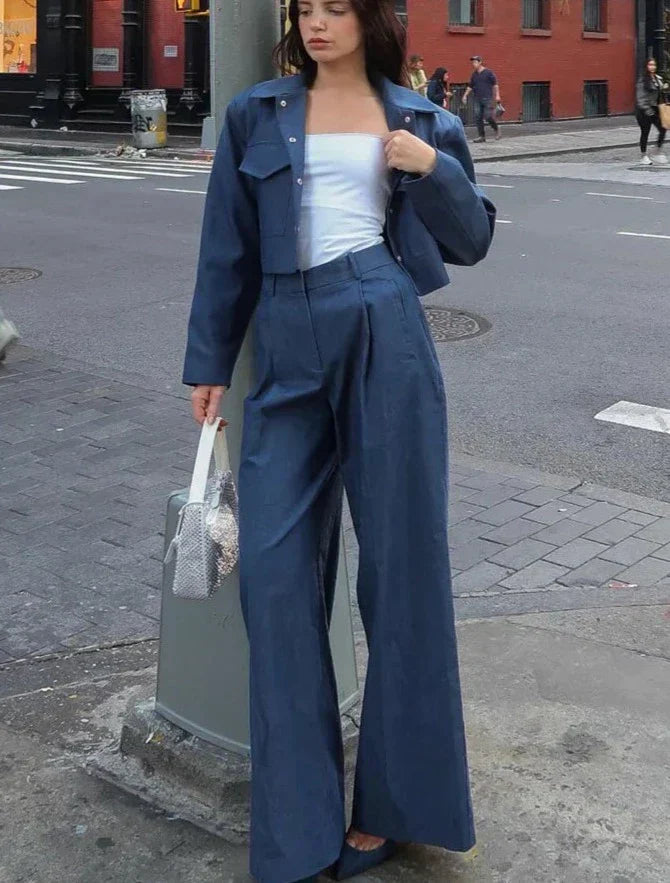 Merche langärmeliges Streetwear-Set mit Kragen