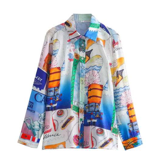 Merche - Outfit-Sets - Polyester - Lange Polo-Ärmel - Weite Hosen - Sommer