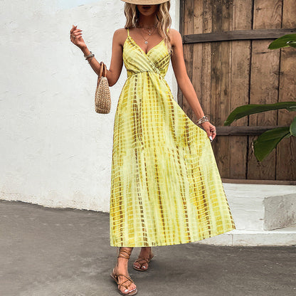 Gelbes Maxi-Sommerkleid