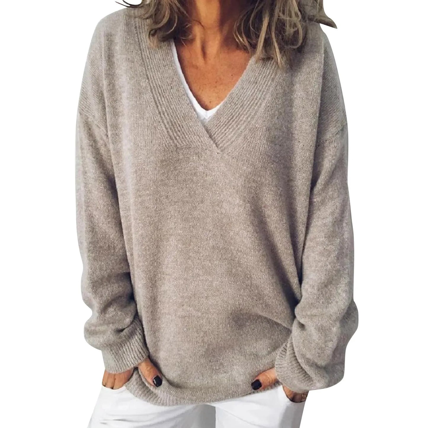 WW | Warmer V-ausschnitt Langärmelig Pullover