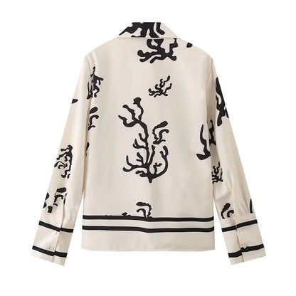 Merche - Lässiges Langarm-Knopf-Shirt und Hosen-Set