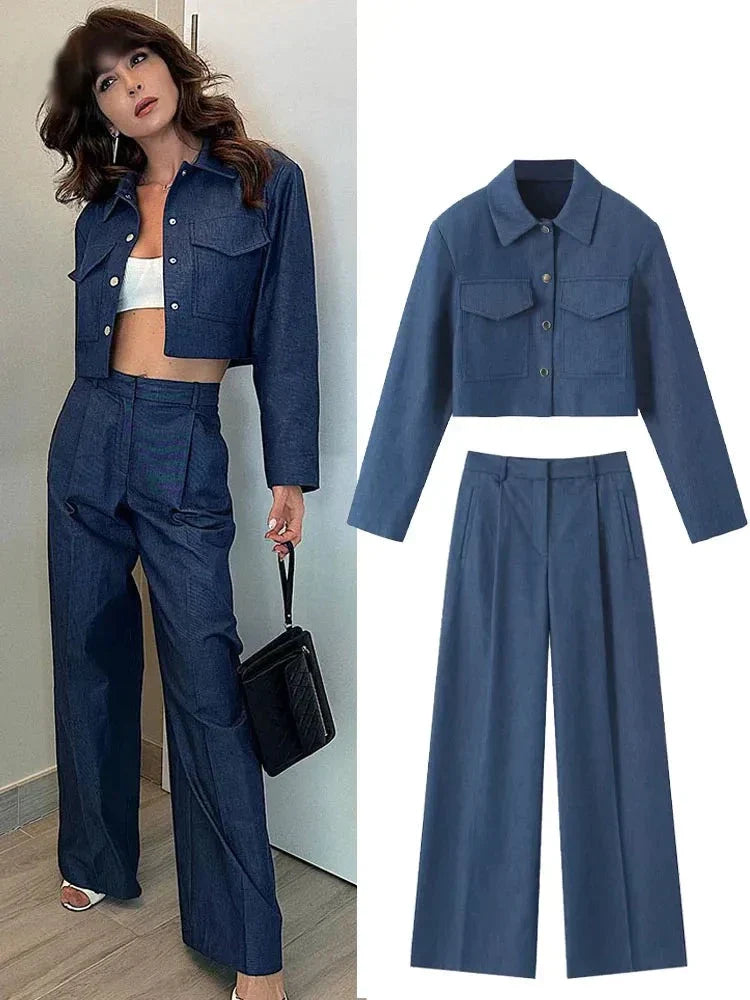 Merche langärmeliges Streetwear-Set mit Kragen