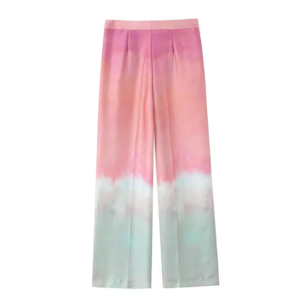 Merche - Outfit-Sets - Polyester - Langarm - High Waist Pants - Tie Dye - Sommer