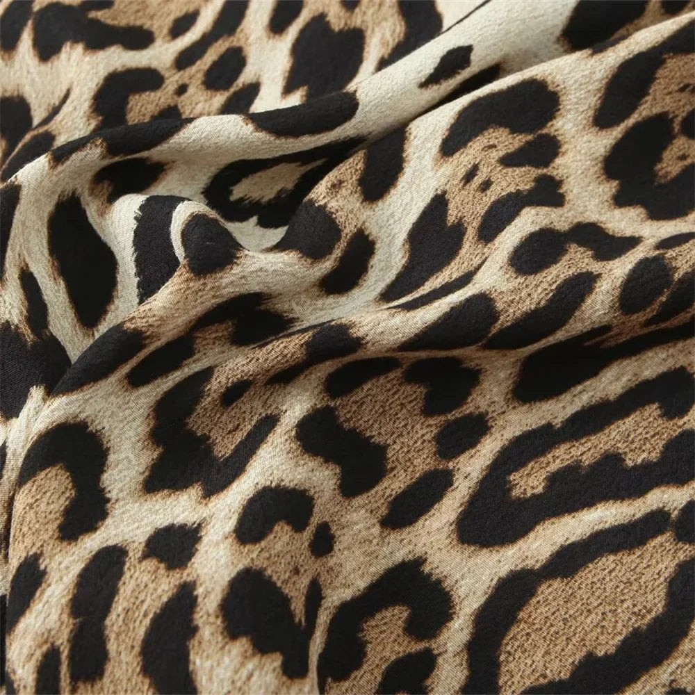 Merche - Maxikleid - Polyester - Rundhals - Leopardenmuster - Herbst