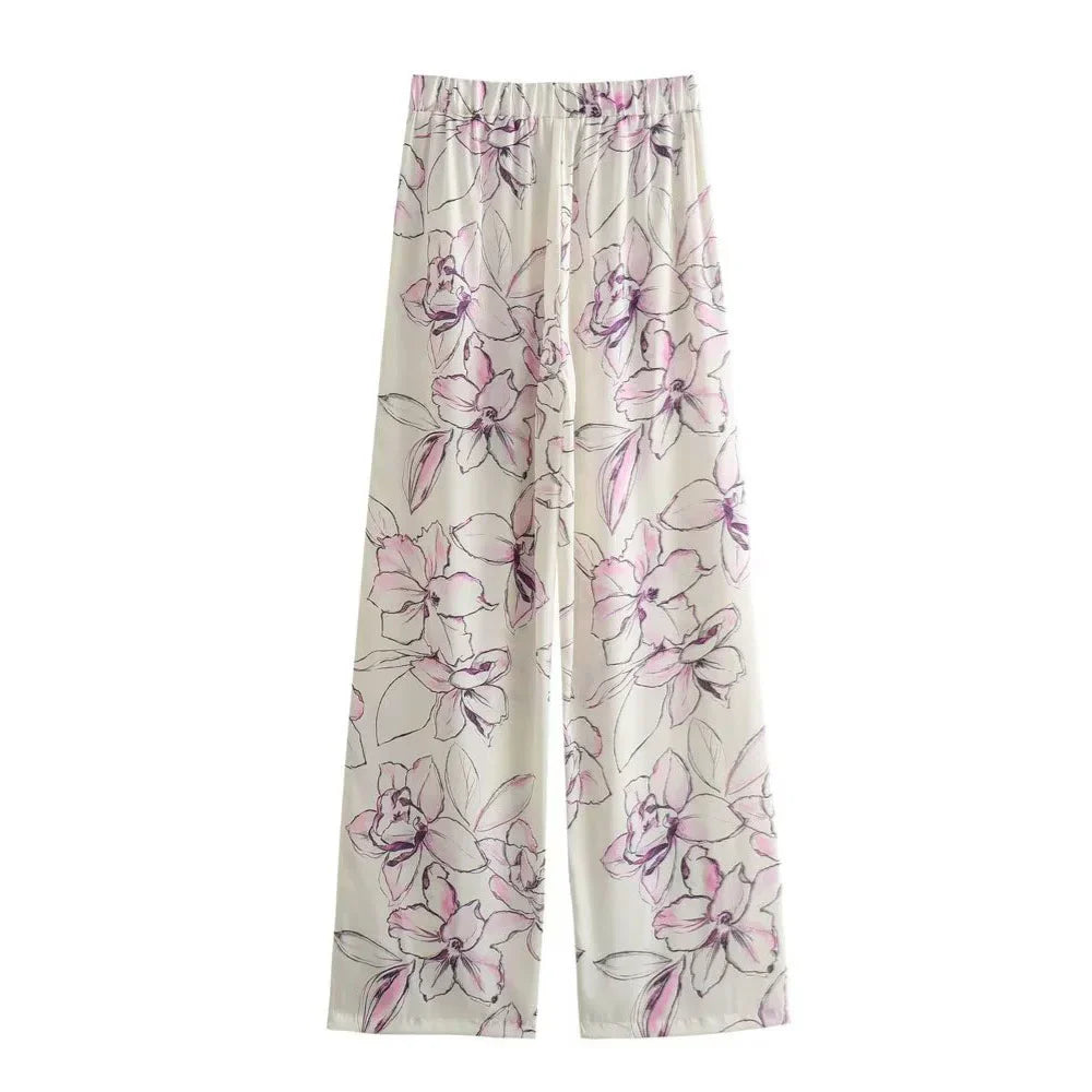 Merche - Set aus Hemd und Hose - Lockeres Revers bedruckt - Weites Bein - Herbst