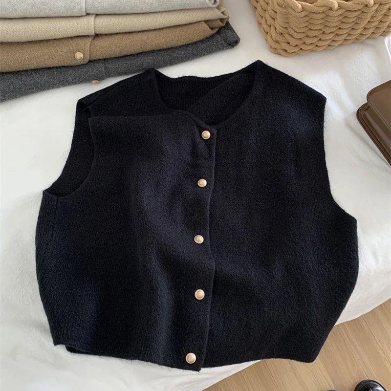 WW | Weicher Und Warmer Ärmelloser Pullover Mit Rundhalsausschnitt