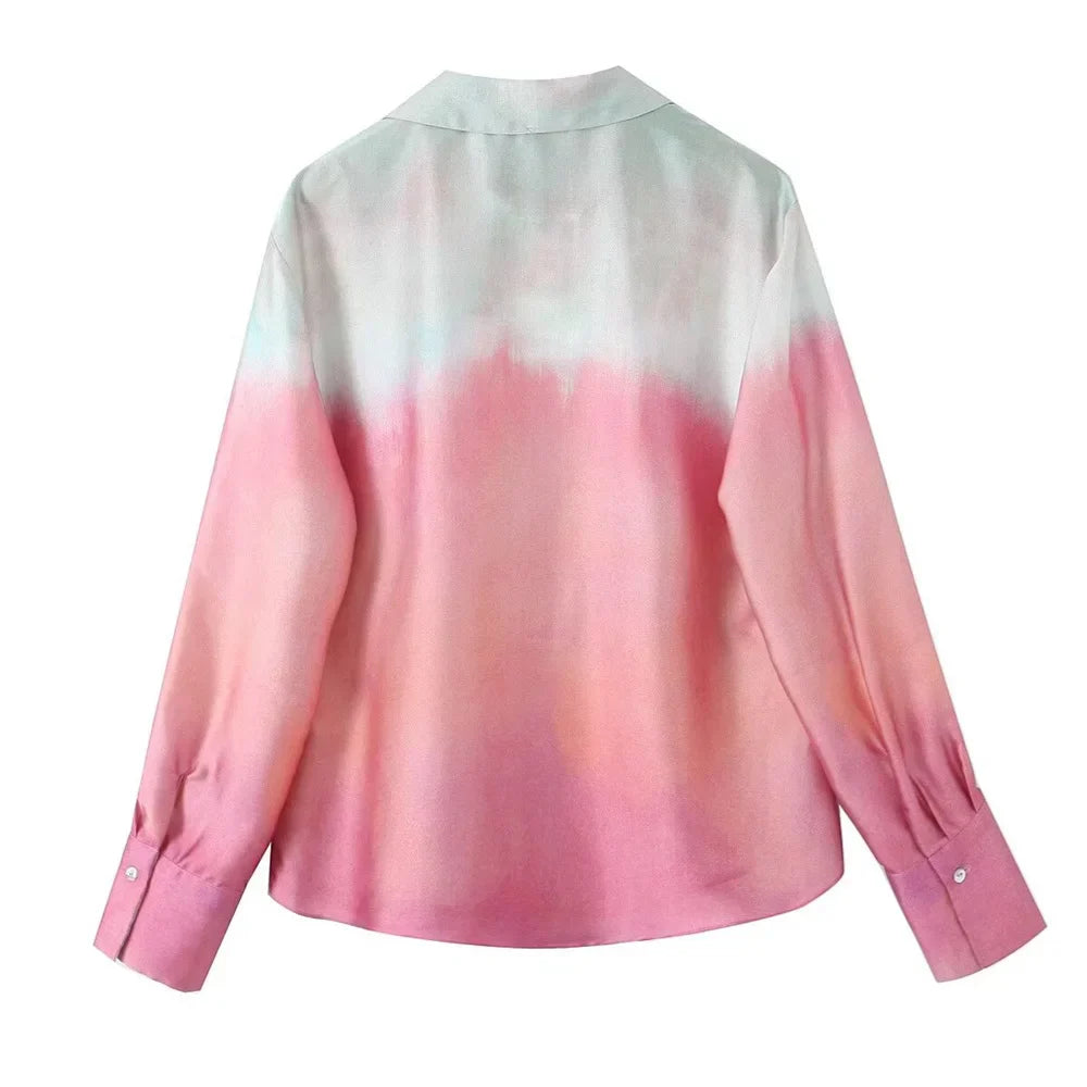 Merche - Outfit-Sets - Polyester - Langarm - High Waist Pants - Tie Dye - Sommer