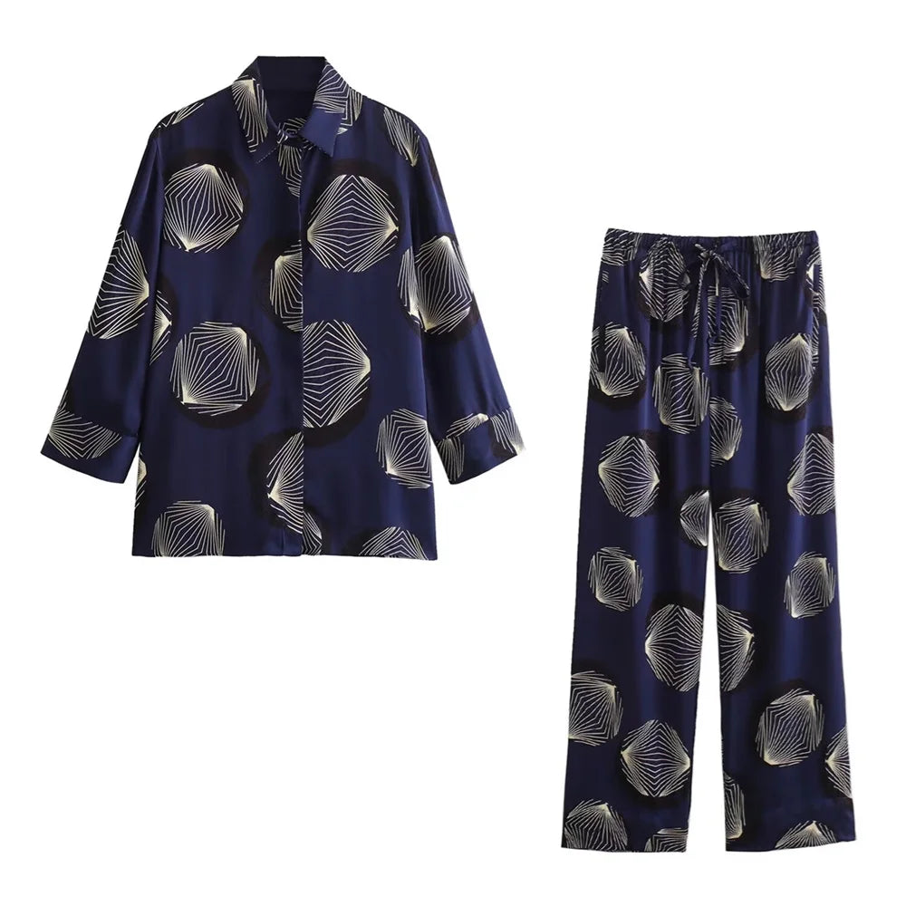 Merche - Outfit-Sets - Polyester - Langarm-Shirt-Mantel - Hose mit weitem Bein - Sommer