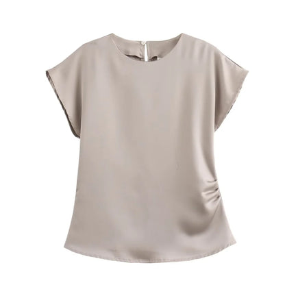 Merche - Top & Hosen Set - Rundhals - Kurzarm - Hohe Taille - Sommer