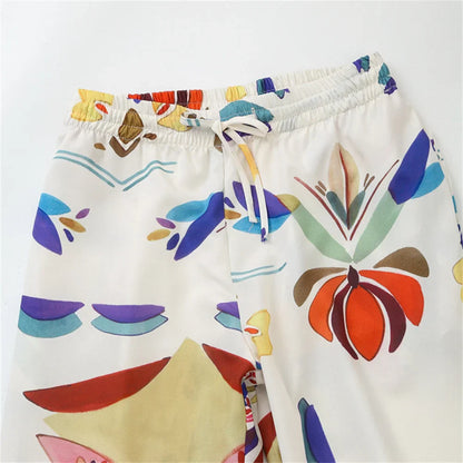 Merche - Outfit-Sets - Polyester - Polo Langarm - Shirt Weites Bein - Sommer