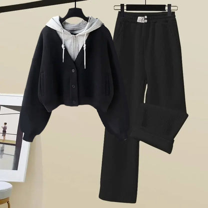WW | Trainingsanzug Trendy Weste Mit Kapuze Und Weiten Hosenbeinen Für Damen