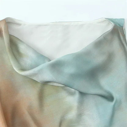 Batik-Satin-Schlupfkleid mit Wasserfallausschnitt
