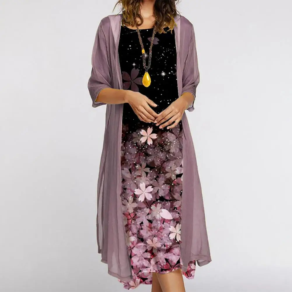 Damen Rundhalsausschnitt Kleid