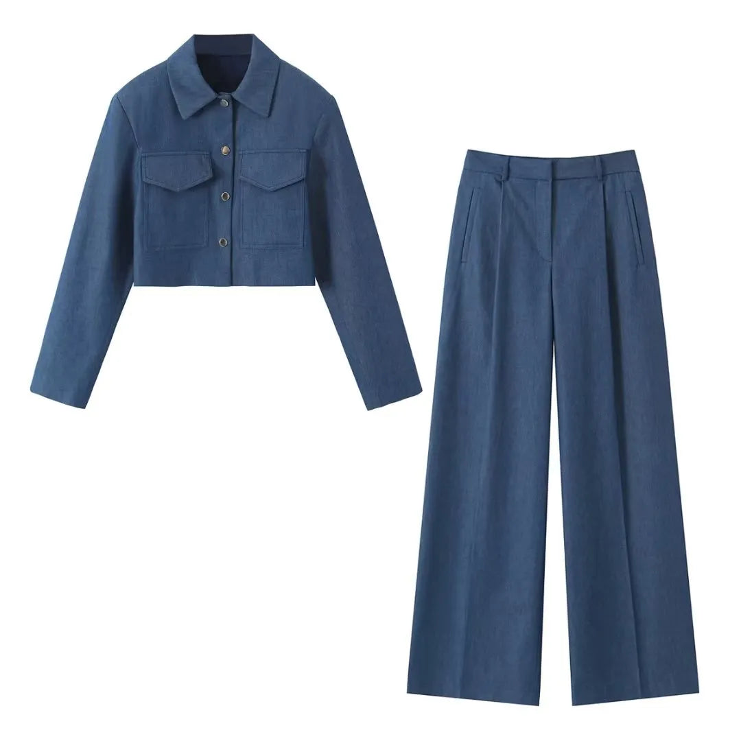 Merche langärmeliges Streetwear-Set mit Kragen