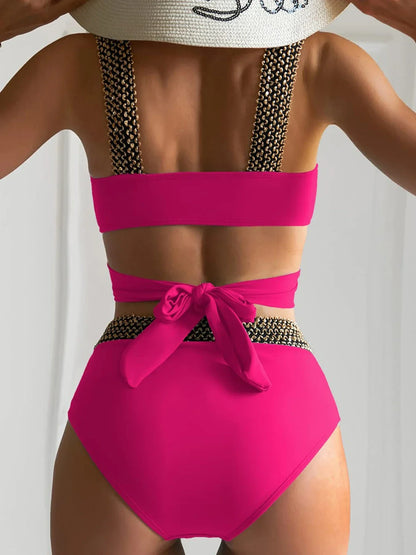 Bikini-Set mit hoher Taille und Flash-Patchwork