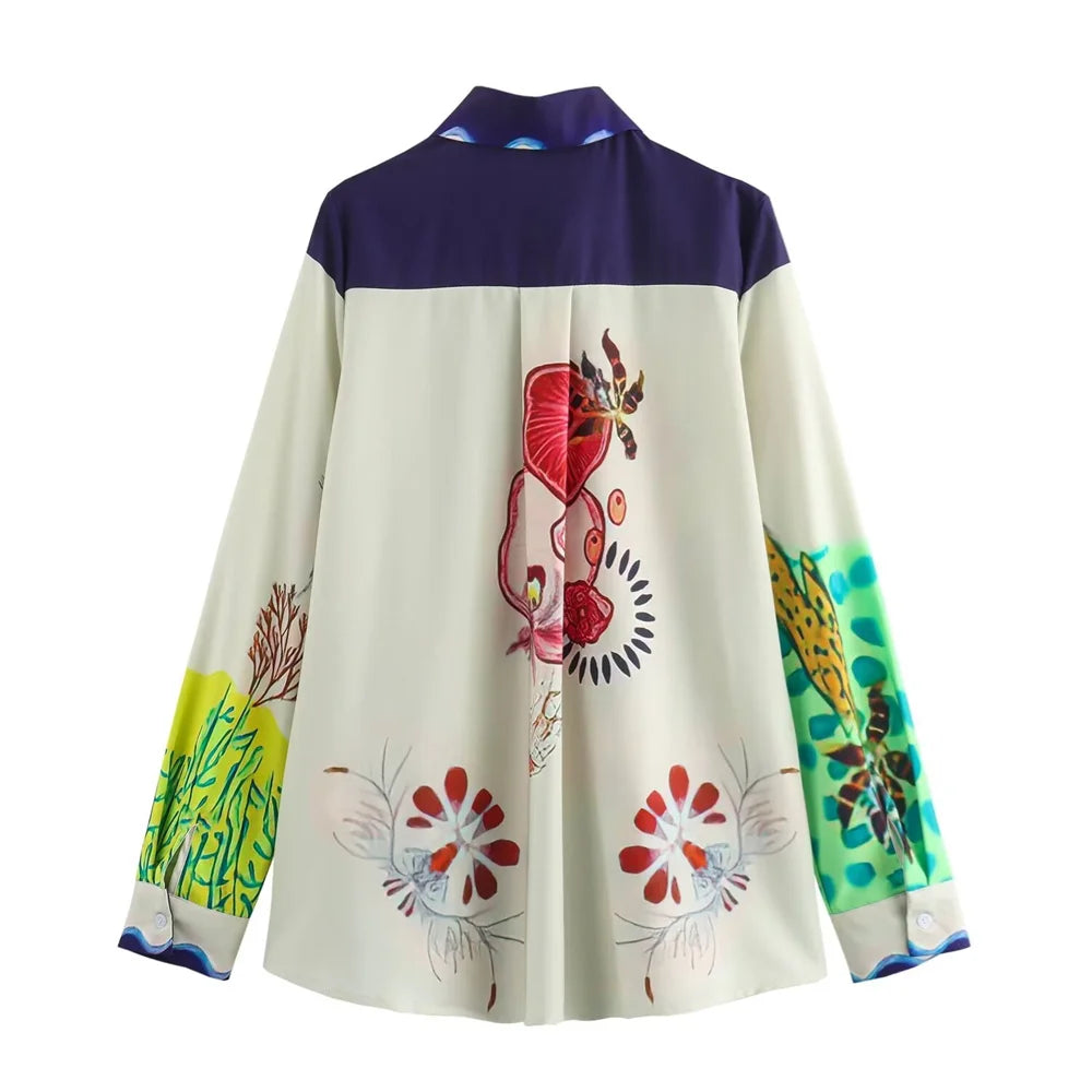 Merche - Outfit-Sets - Polyester - Oberteil mit langem Ärmel und Kragen - Hose mit weitem Bein - Sommer