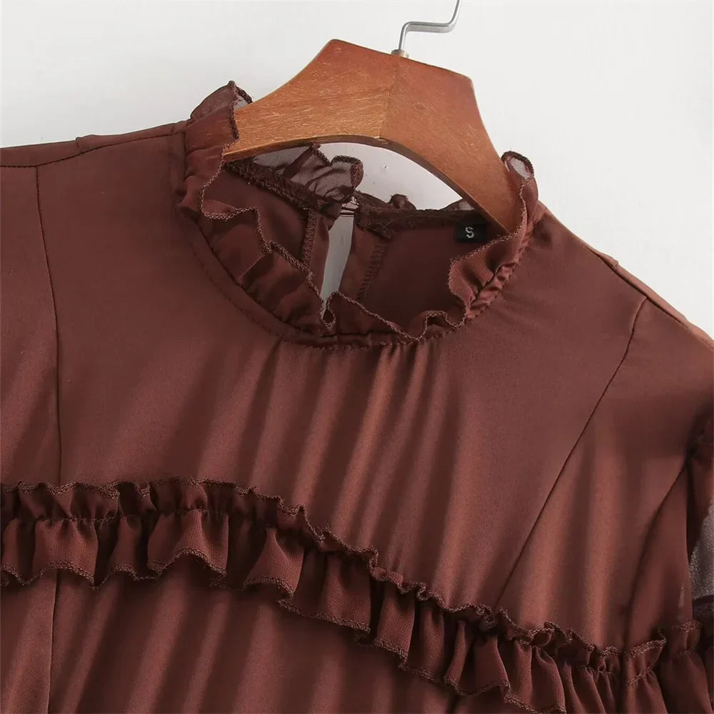 Merche - Langärmeliges Kleid - Lagenchiffon - Rüschen - Herbst