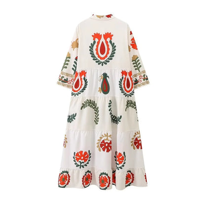 Merche - Kleid - Langarm - Locker - Bedruckt - Herbst