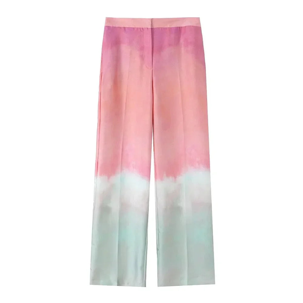 Merche - Outfit-Sets - Polyester - Langarm - High Waist Pants - Tie Dye - Sommer