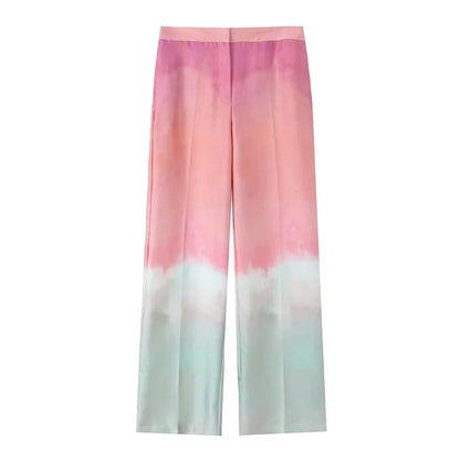 Merche - Outfit-Sets - Polyester - Langarm - High Waist Pants - Tie Dye - Sommer