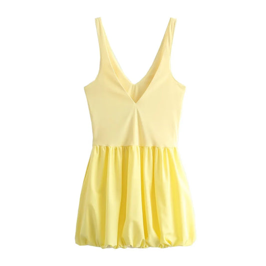 Merche - Oberteil - Slim-Fit V-Ausschnitt ärmelloser Ballon mit kurzen Trägern - Sommer