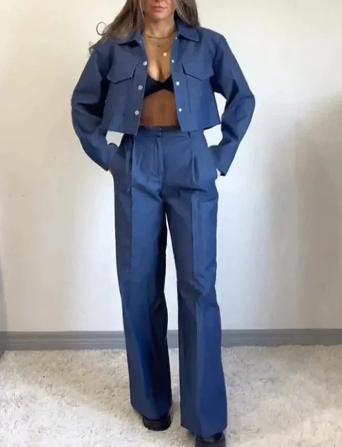 Merche langärmeliges Streetwear-Set mit Kragen