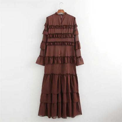 Merche - Langärmeliges Kleid - Lagenchiffon - Rüschen - Herbst