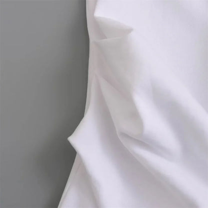 Merche - Oberteile - Polyester/Leinen - Tiefer Ausschnitt Asymmetrisch - Plissee T-Shirt - Sommer