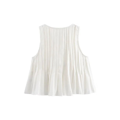 Merche - Shirt & Rock Set - V-Ausschnitt Ärmellos - Hohe Taille - Sommer