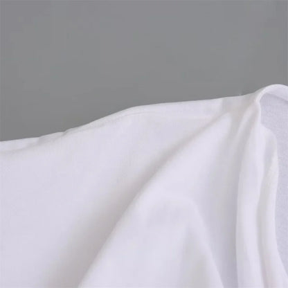 Merche - Oberteile - Polyester/Leinen - Tiefer Ausschnitt Asymmetrisch - Plissee T-Shirt - Sommer
