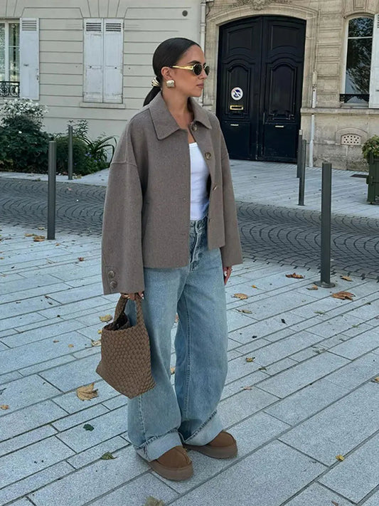 WW | Warme Langärmelige Jacke Mit Knöpfen Stilvoll