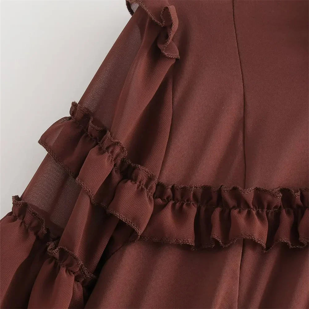 Merche - Langärmeliges Kleid - Lagenchiffon - Rüschen - Herbst