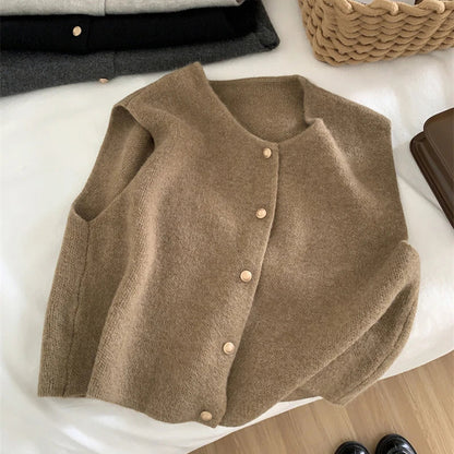WW | Weicher Und Warmer Ärmelloser Pullover Mit Rundhalsausschnitt