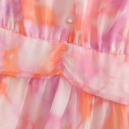 Merche - Langärmeliges Kleid - Slim Fit Chiffon - Tie-Dyed Print - Herbst