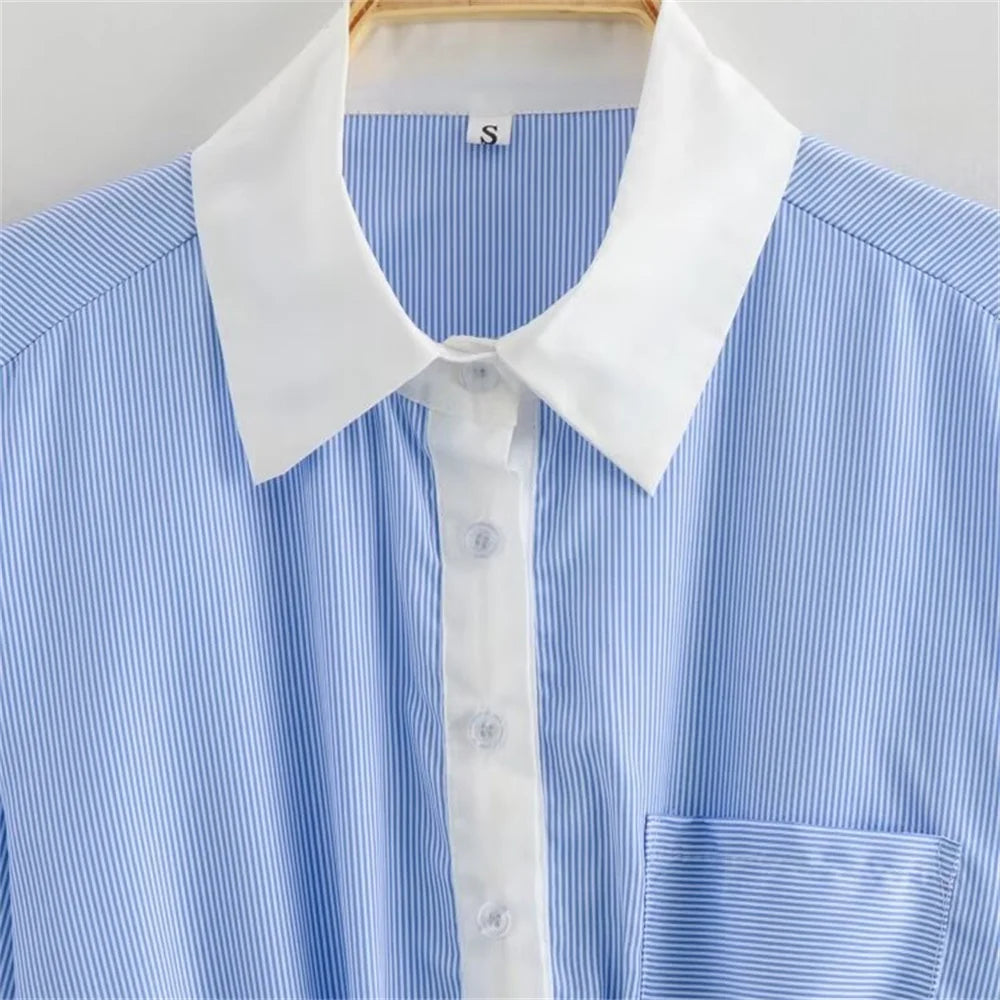 Merche - Minikleid - Slim Fit, Sexy - Gestreift, Polokragen, Lange Ärmel - Herbst