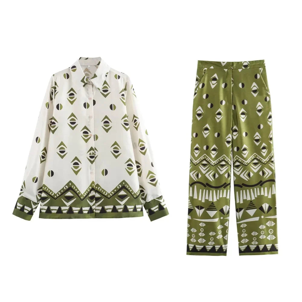 Merche - Set aus Hemd und Hose - Kragen - Hohe Taille - Herbst