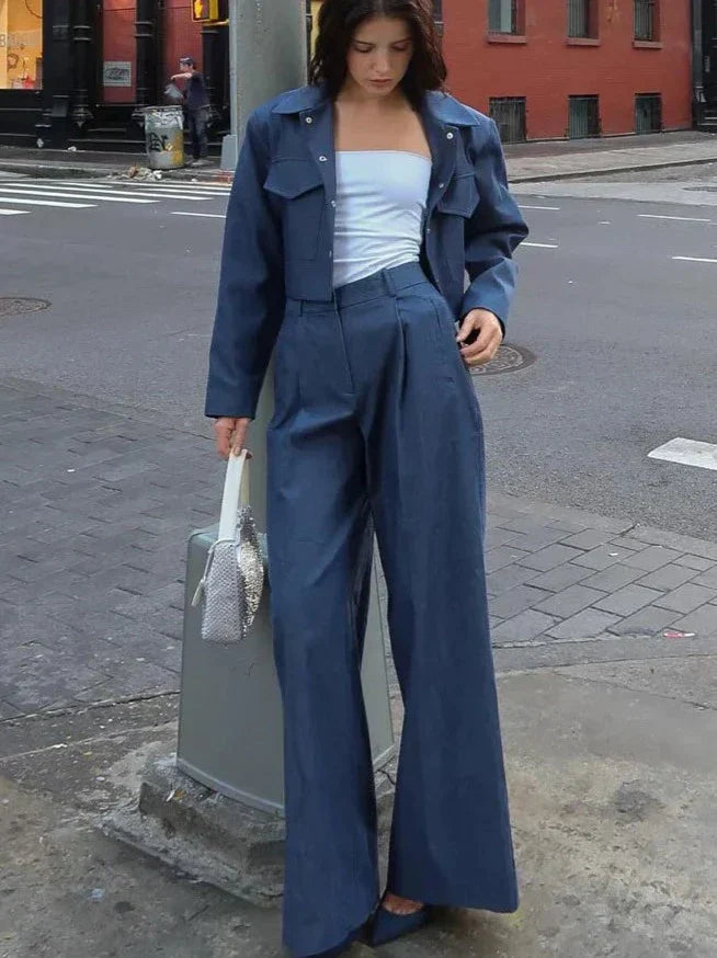 Merche langärmeliges Streetwear-Set mit Kragen