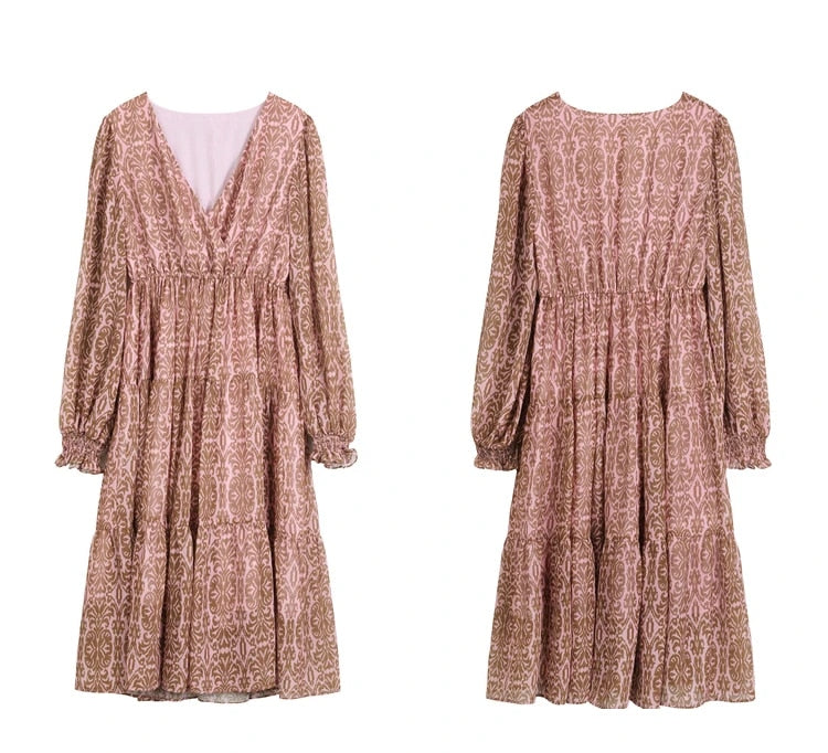 Langärmlige Vintage-Chiffon-Kleider