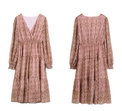 Langärmlige Vintage-Chiffon-Kleider