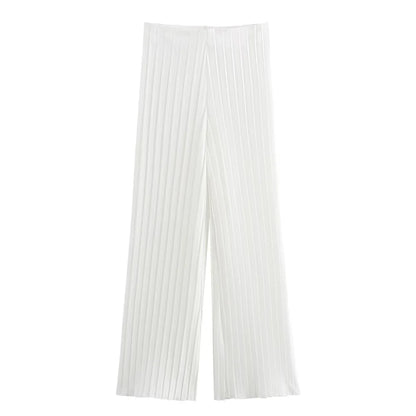 Merche - Oberteil und Hose Set - Einreihiger Ausschnitt Einfach plissiert - Sommer