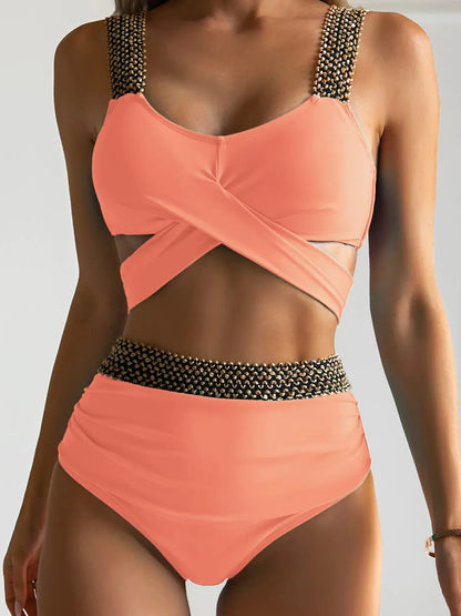 Bikini-Set mit hoher Taille und Flash-Patchwork