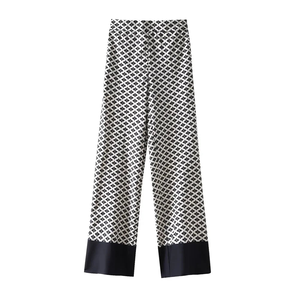 Merche - Outfit-Sets - Polyester - Polokragen - High Waist Pants - Blumendruck - Sommer