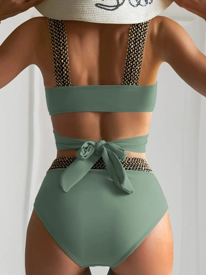 Bikini-Set mit hoher Taille und Flash-Patchwork