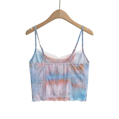 Merche Top - Slim Fit Hängend - Spitze Mesh Bedruckt - Sommer