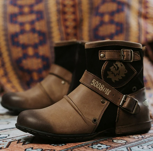 WW | Weinlese Stiefeletten Mit Schnallenriemen Und Rutschfester Sohle