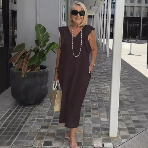 kleid aus baumwolle und leinen