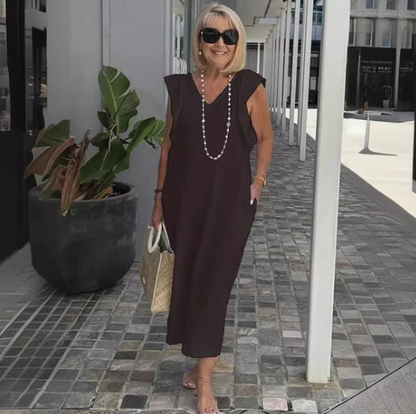kleid aus baumwolle und leinen
