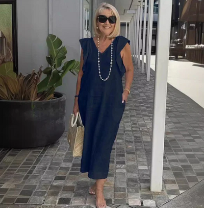 kleid aus baumwolle und leinen